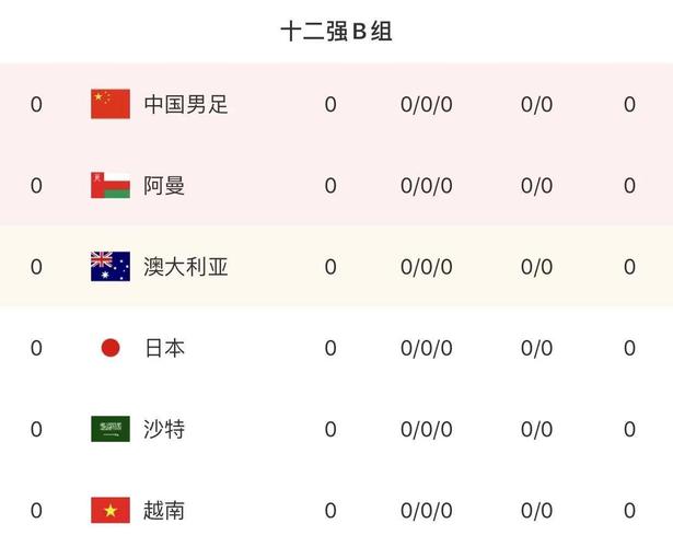 十二强赛积分榜中国队成绩